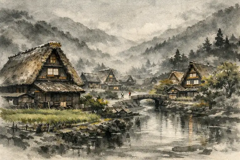 茅葺きの里に流れる静寂の詩