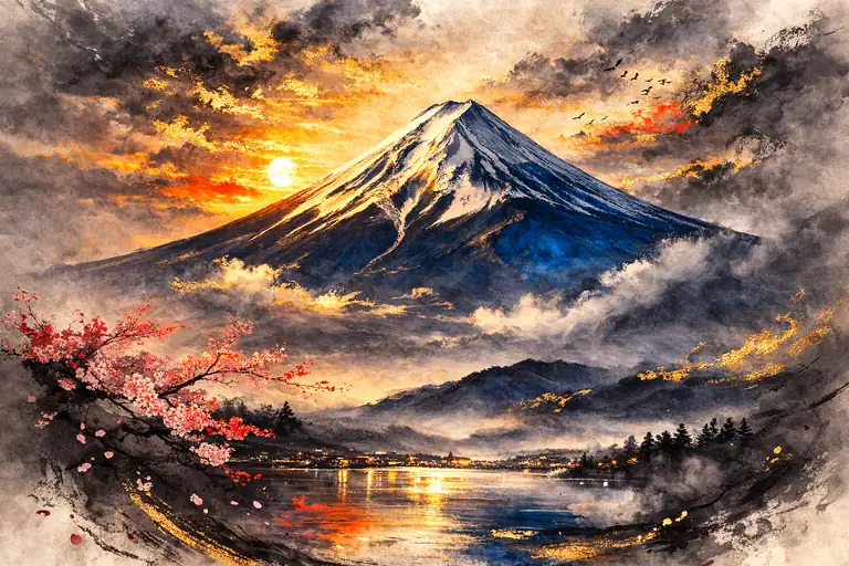 墨と炎が織りなす、霊峰の二面性