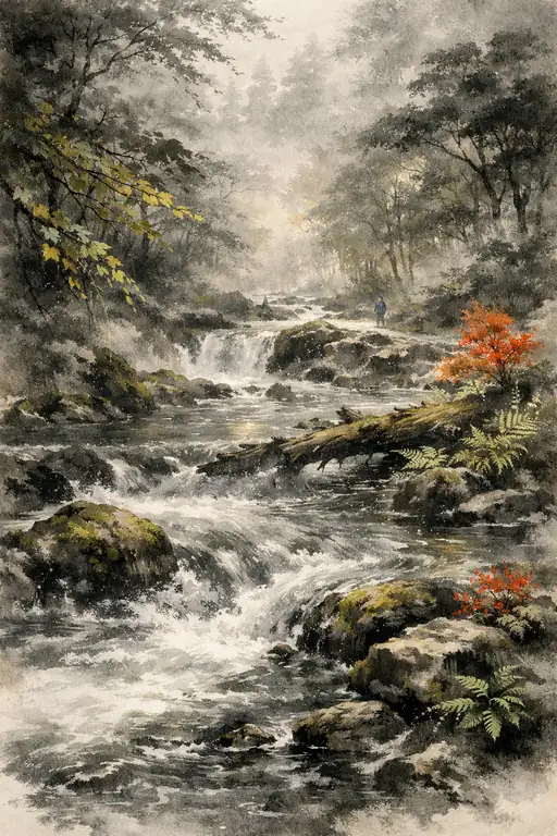 The Solitary Blue in the Rushing Green
