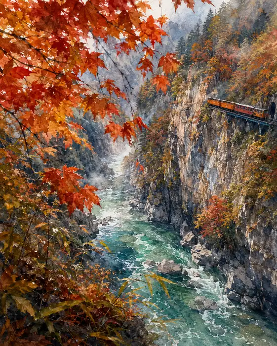 Crimson Echoes through the Misty Gorge