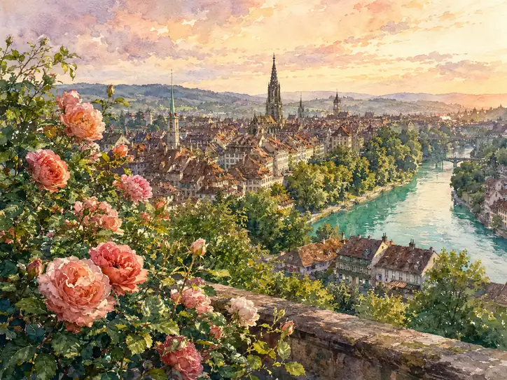 夕映えに溶ける、薔薇の調べ