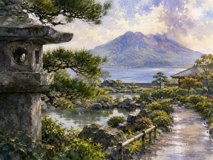 借景の峰、静寂の庭園