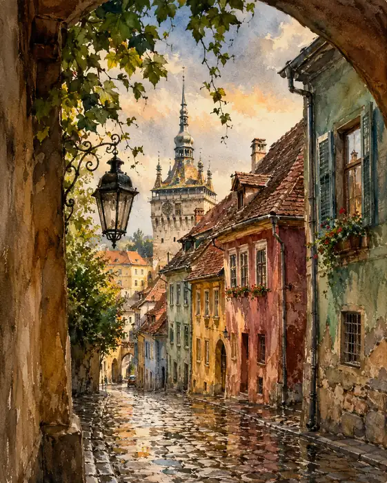 Whispers of the Clock Tower After Rain