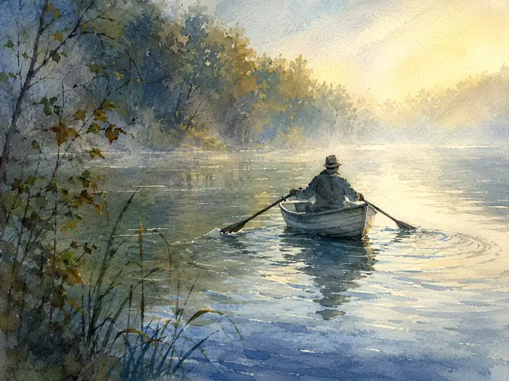 Morning Solitude in the Golden Mist