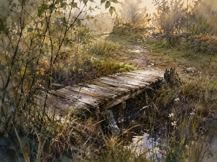 A Footbridge into the Golden Mist