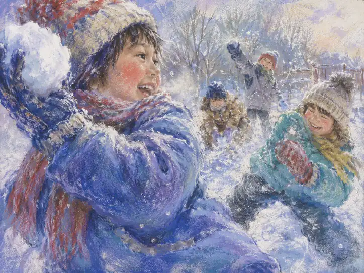 白い世界の雪合戦