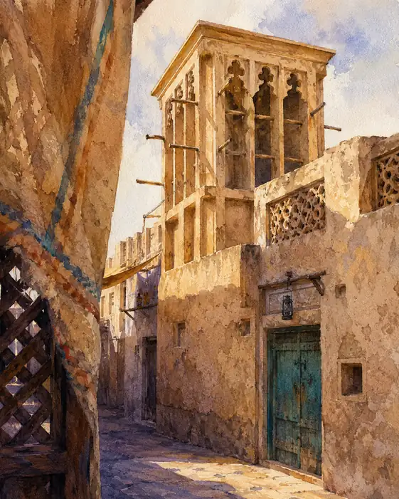 A Turquoise Door in the Path of the Wind