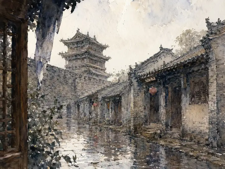 Memories Reflected on Wet Cobblestones