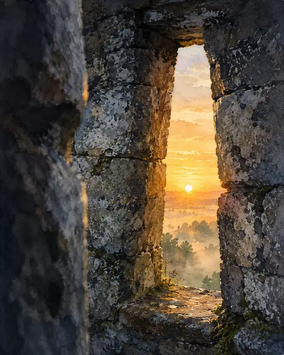 Dawn Breaking Through the Stone Window