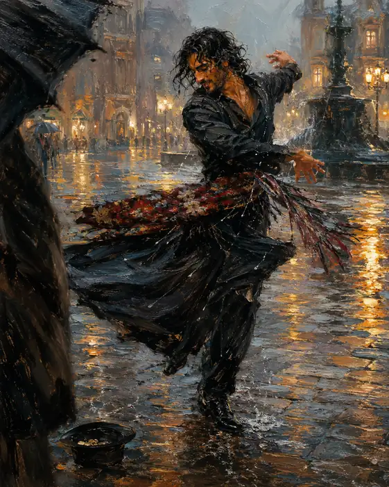 Solitary Flame in the Rain