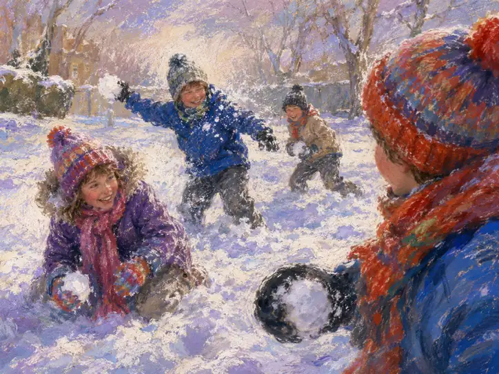 雪原をかける笑い声