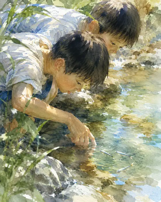澄んだ川と小さな波紋