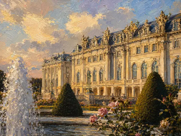 A Golden Twilight in the Court Garden