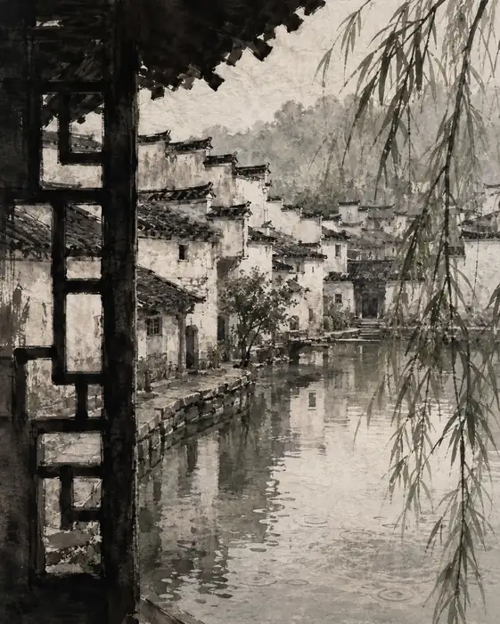 A Rainy Stillness in Sepia