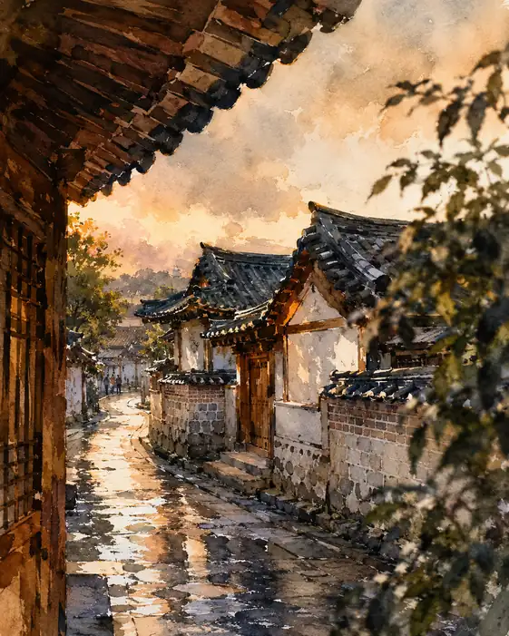 雨に洗われた石畳の囁き