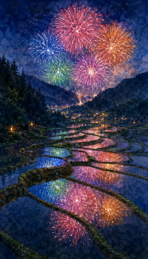 田ごとに咲く夜