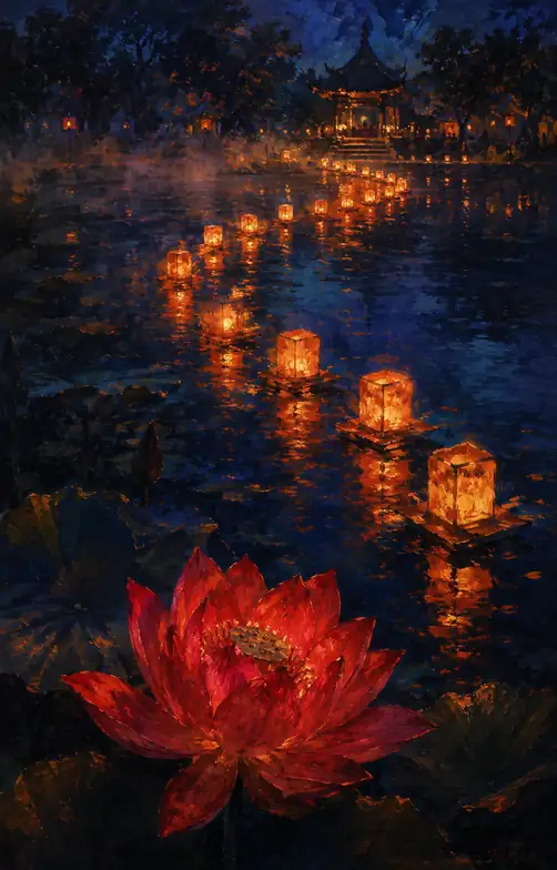 A River of Lanterns Finds the Red Lotus