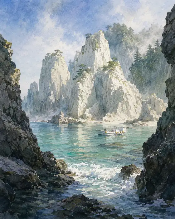岩の神々と一艘の舟