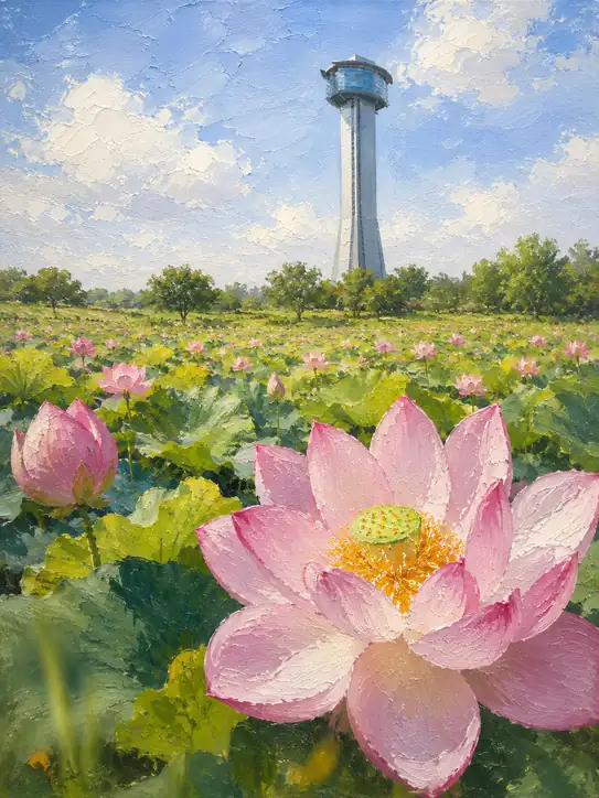 The Tower Waits beyond the Pink Sea