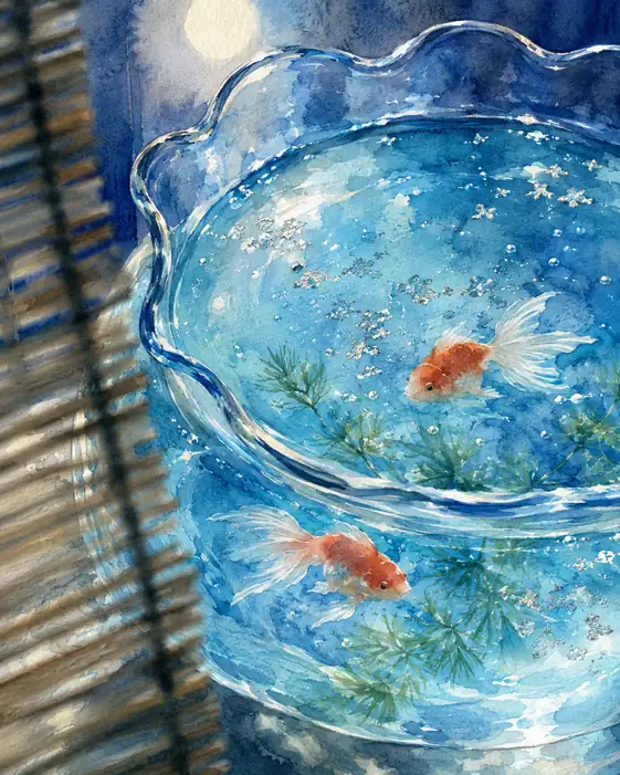 Two Goldfish Dream Beneath the Moon