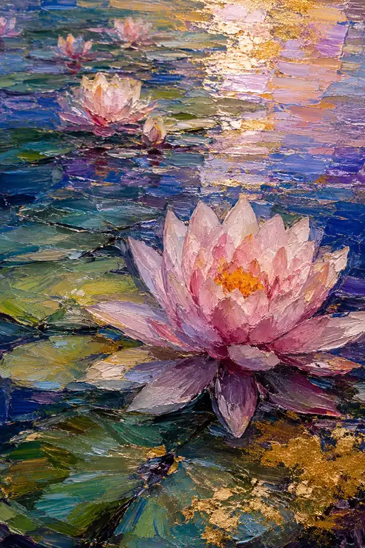 Water Lily Awakening on Golden Waters