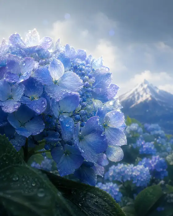 Alpine Horizon and the Dew-Kissed Bloom