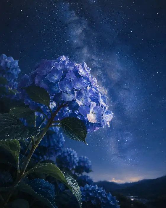 Nocturne of Stars and Azure Petals