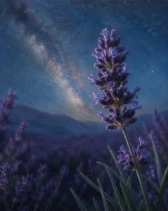 Starry Nocturne Over Lavender Fields