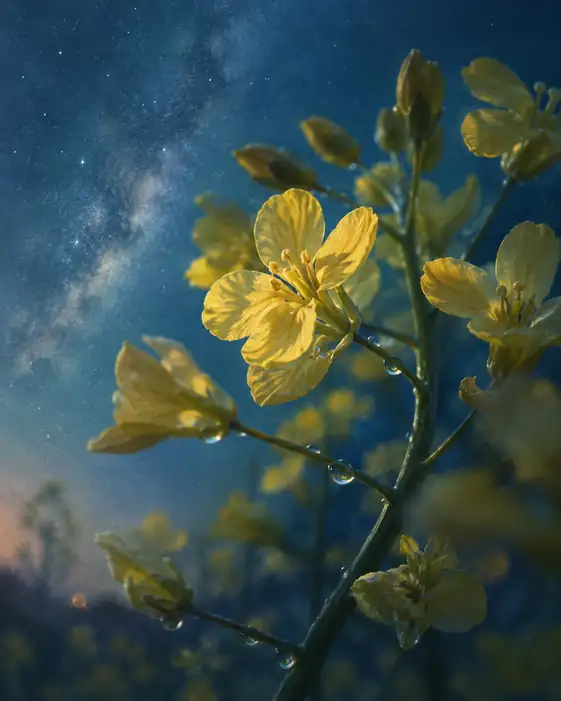 Canola Blossom Beneath Starry Skies