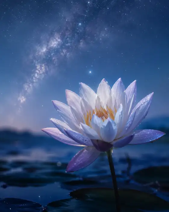Water Lily Beneath the Milky Way