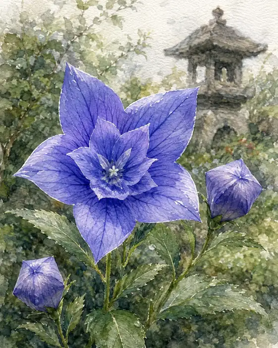 Misty Garden and Double Violet Petals