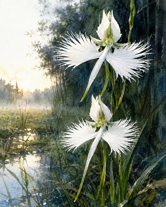 White Wings Awakening in the Morning Mist