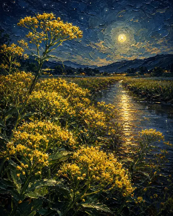 Golden Moonpath and the Riverbank Bloom