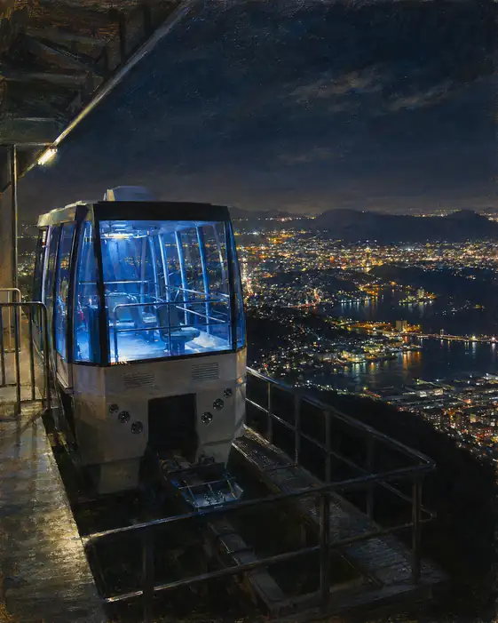 Azure Car at the Mountaintop Terminal