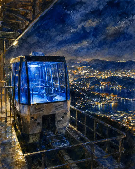 Cobalt Gleam Above the City Lights
