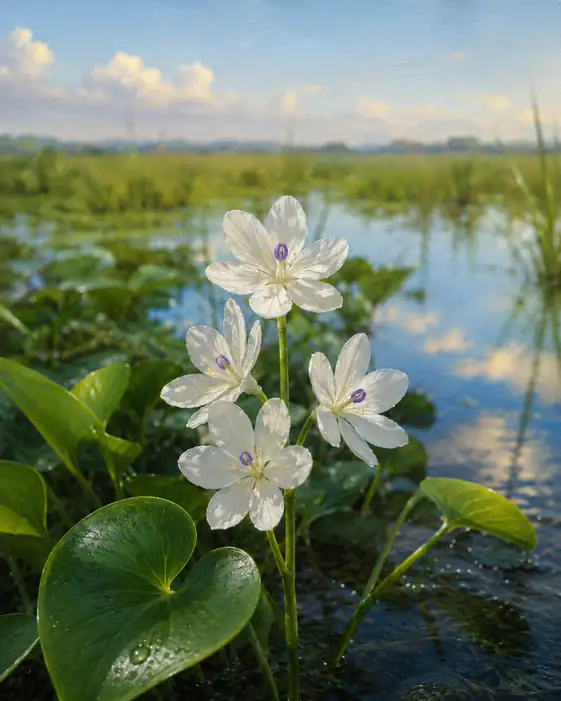 Four Blossoms Floating on the Water Mirror