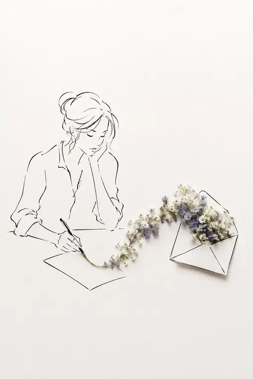 Petals Flowing from the Ink