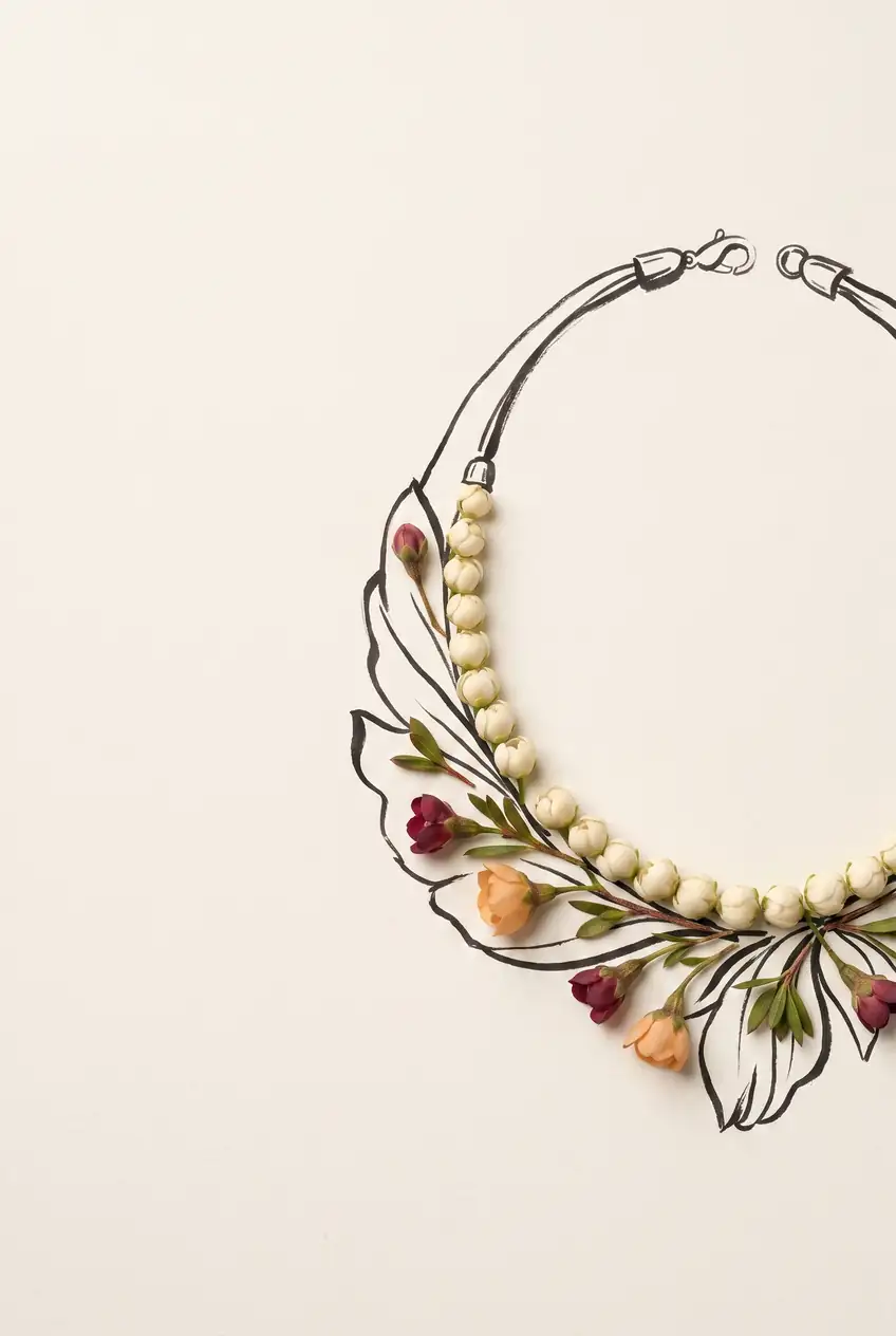 Necklace Strung with Pearl-Like Buds