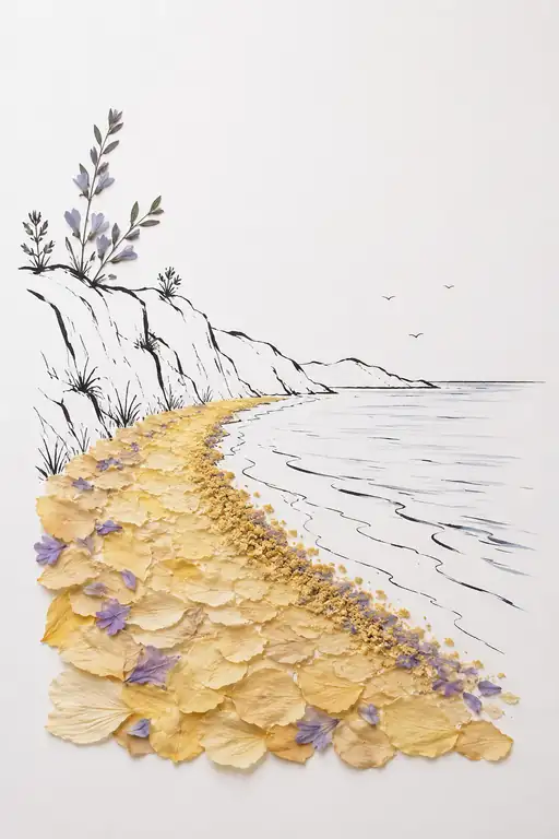 Golden Shoreline Formed by Petals
