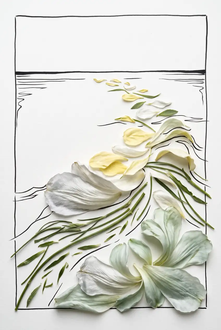 Frame of Ocean Breeze and White Petals