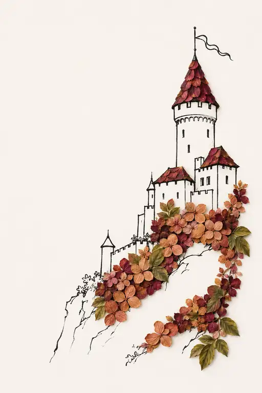 Autumn Citadel Embraced by Hydrangeas
