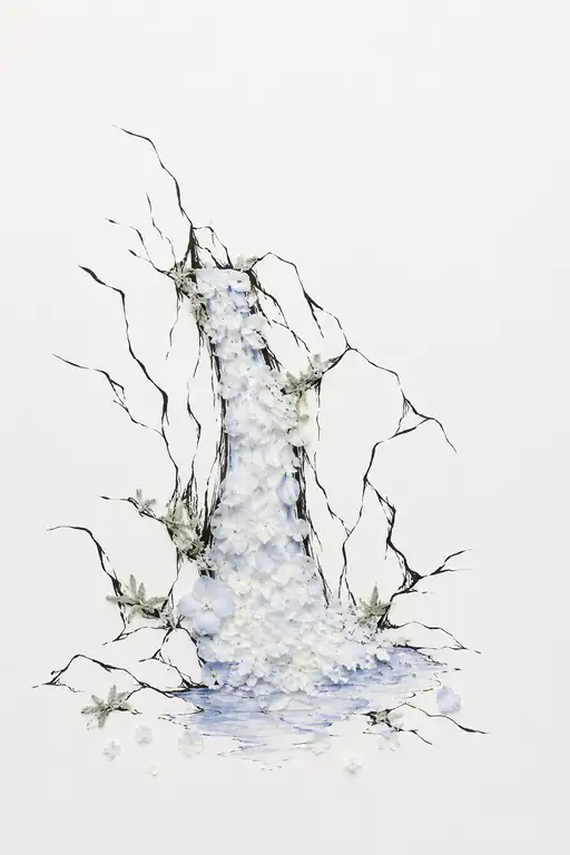 Silken Torrent of Pale Blue Petals