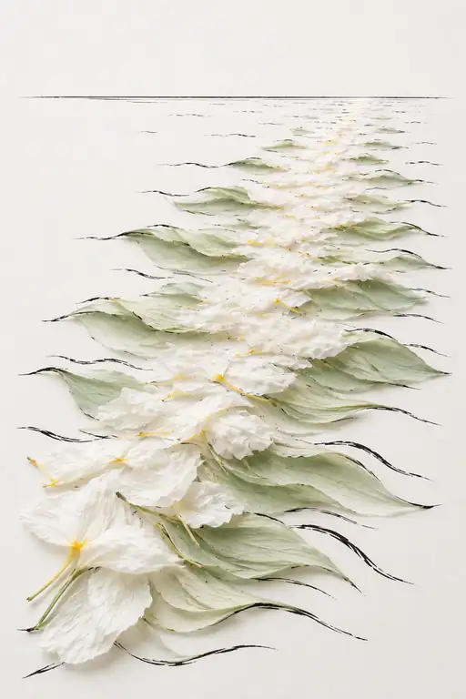 Luminous Trail of White Petals to the Horizon