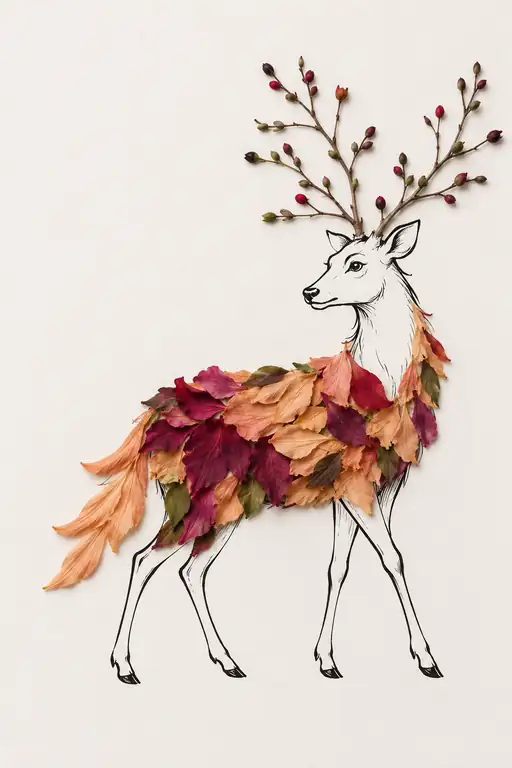 Stag Crowned with Berry Antlers