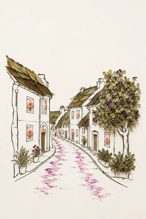 Quiet Old Town Beneath Whispering Leaf Roofs