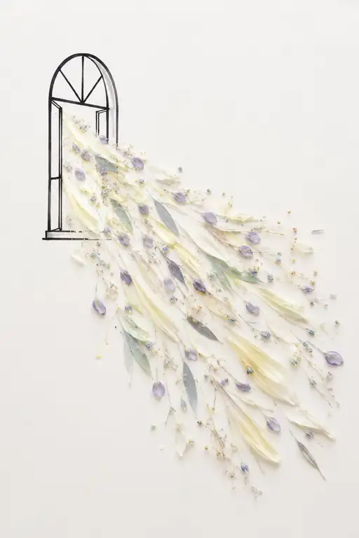 Cascade of Floral Radiance Through the Arch Window
