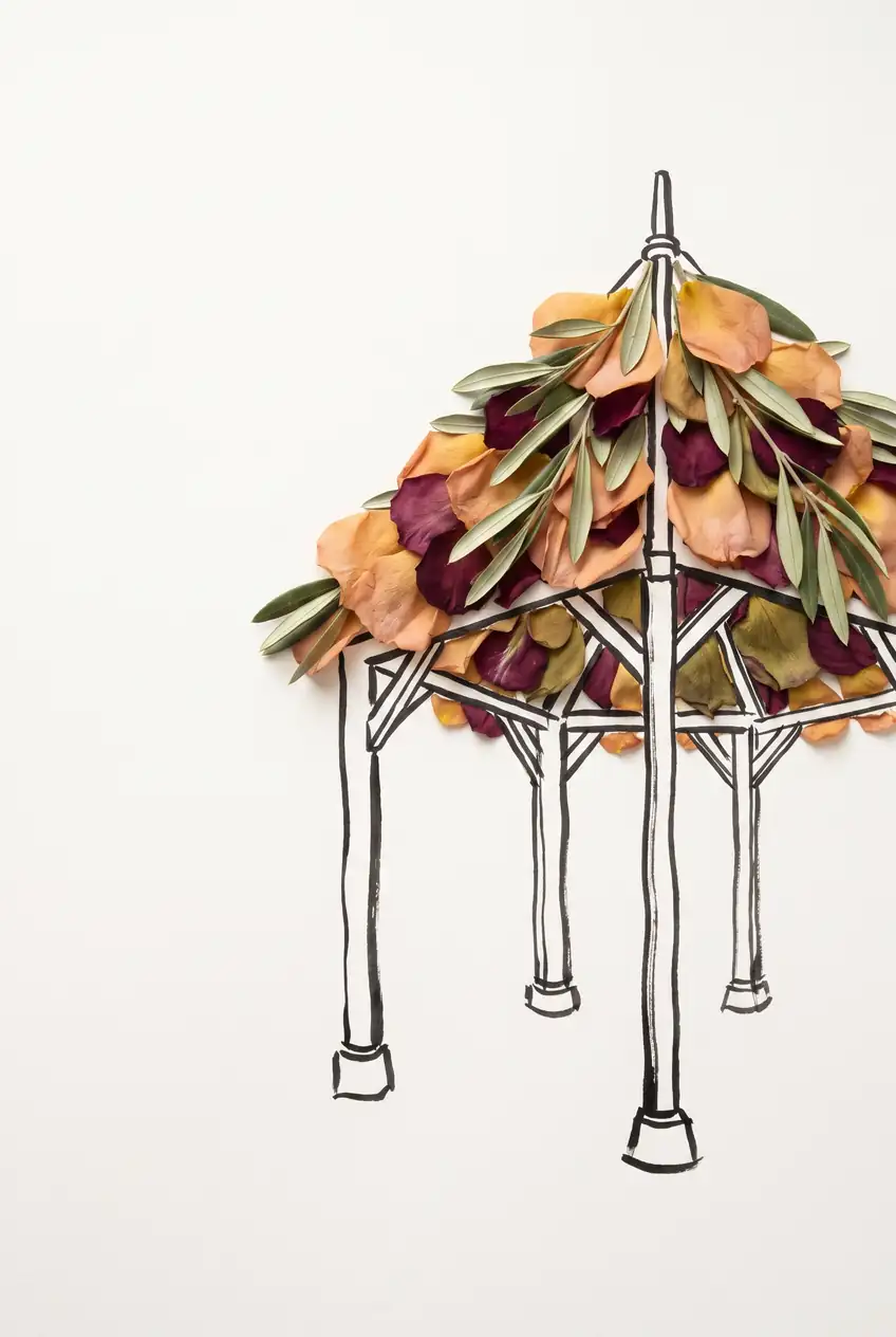 Garden Gazebo Draped in Petals and Leaves