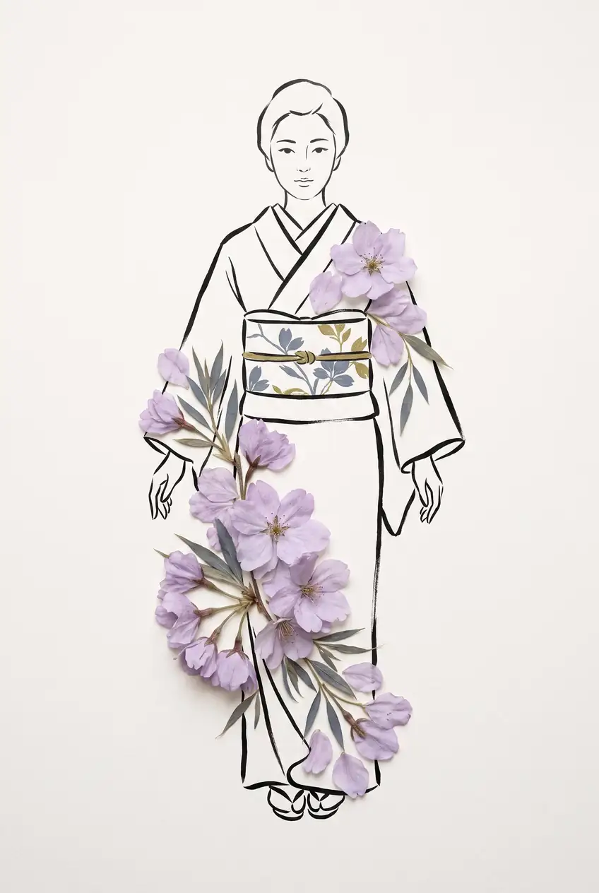 Graceful Silhouette in Violet Blossom Silk