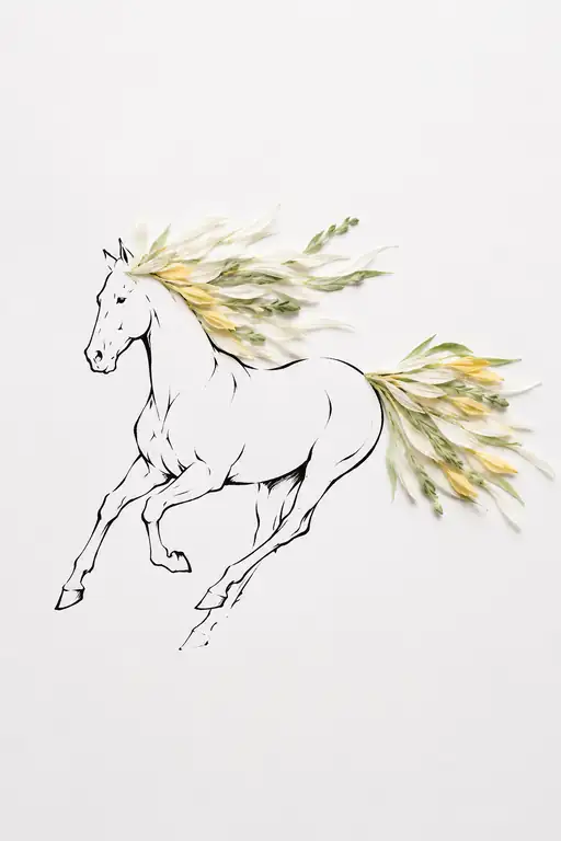Galloping Steed Crowned with Flora Mane