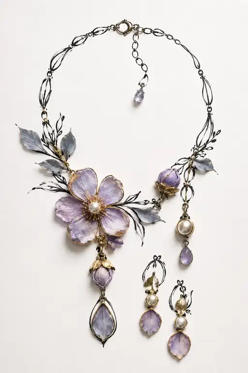 Floral Adornment of Pressed Petals and Pearls